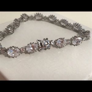 Stauer Diamond Bracelet with Heart Double Clasp